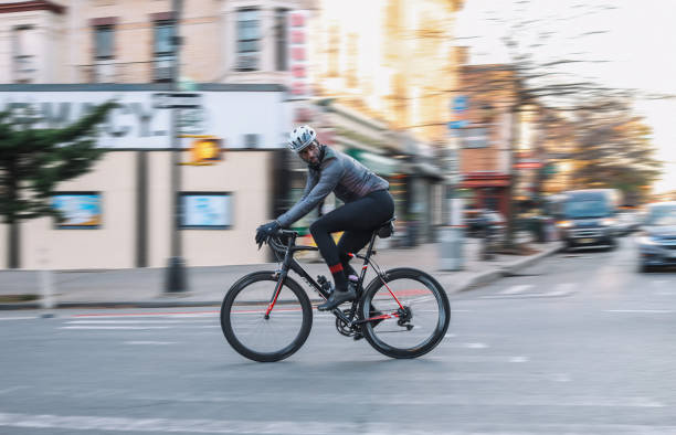 istock cycling fast through Brooklyn, NYC 1454418806