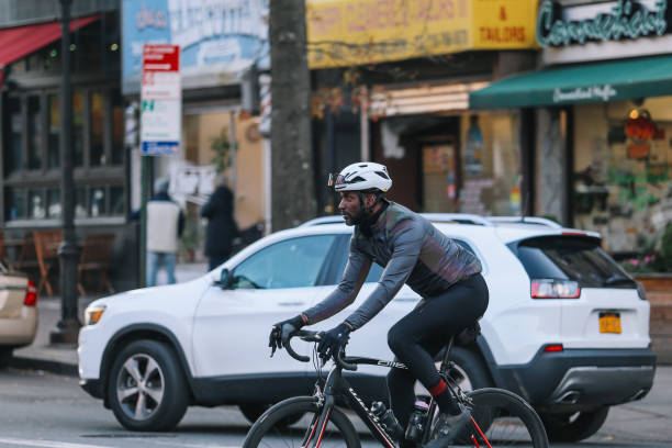 istock cycling fast through Brooklyn, NYC 1454418821