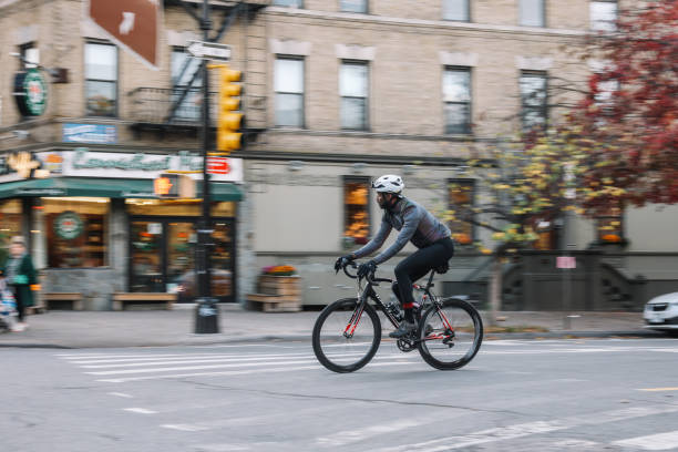 istock cycling fast through Brooklyn, NYC 1454419236