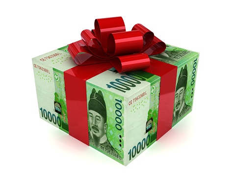 South Korean won money gift box shopping