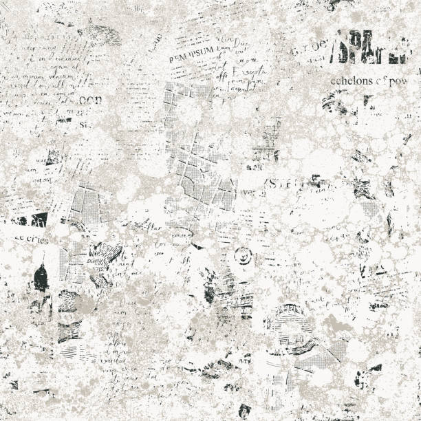 istock Seamless pattern with collage of newspaper or magazine and map clippings 1454421047