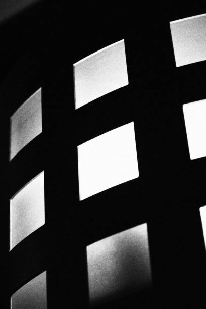 istock Wall Lamp Decorated with Squares. Monochromatic Black and White Tones 1454423658