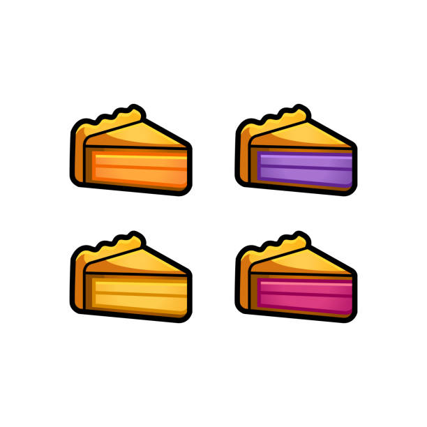 Cute cartoon pie slices set vector cartoon illustration Cute cartoon pie slices set vector cartoon illustration apple pie cheese stock illustrations