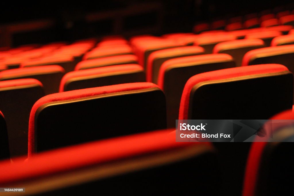 Red Theater Seats Armchair Stock Photo
