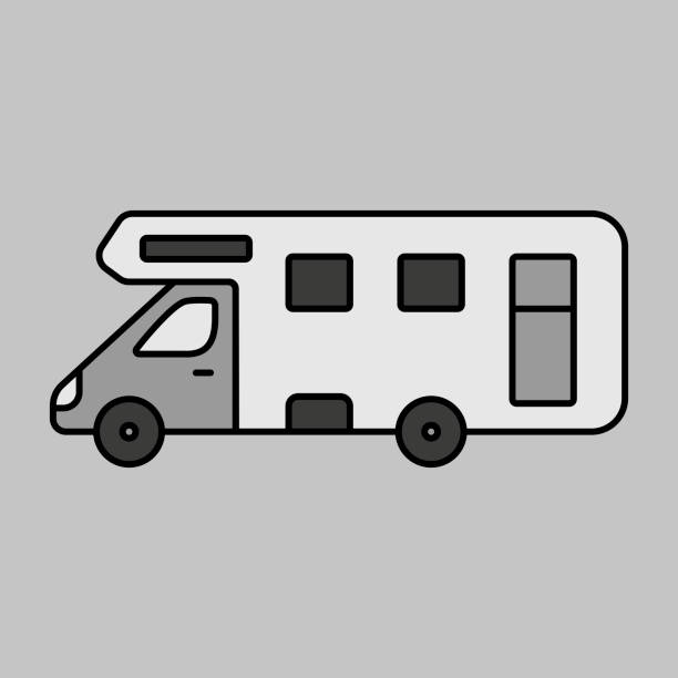 ilustrações de stock, clip art, desenhos animados e ícones de mobile home motor home caravan trailer vehicle - mobile home symbol computer icon motor home