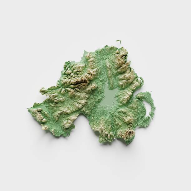 istock Northern Ireland Topographic Relief Map - 3D Render 1454442546