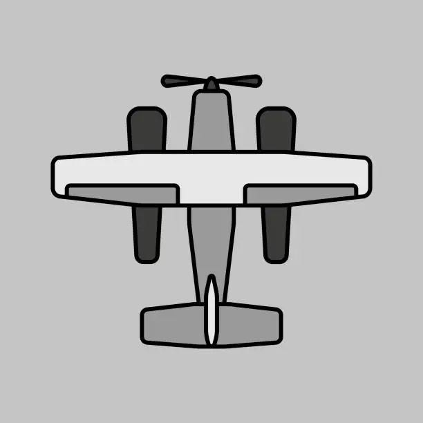 Vector illustration of Small amphibian seaplane, plane flat vector icon