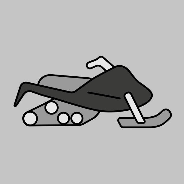 illustrazioni stock, clip art, cartoni animati e icone di tendenza di design dell'icona del vettore piatto della motoslitta isolato - snowmobiling silhouette vector sport