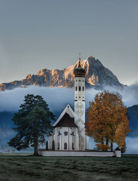 View of the St. Coloman Church in Oberbayern, Bavaria, Germany stock photo