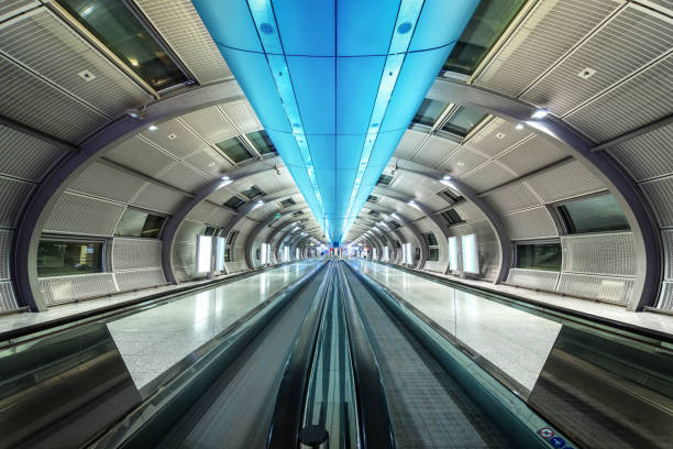 istock Movable conveyor belts at the airport 1454444550