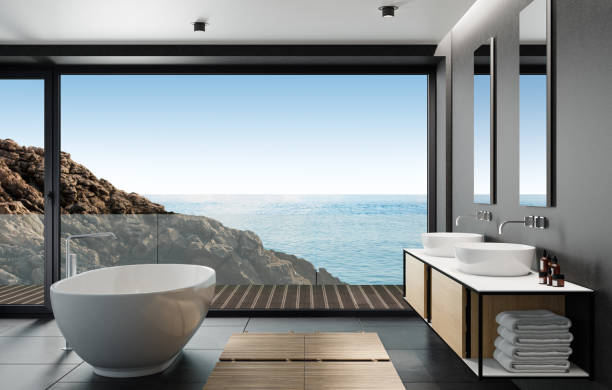 istock Modern minimalist Scandinavian bathroom 1454444947