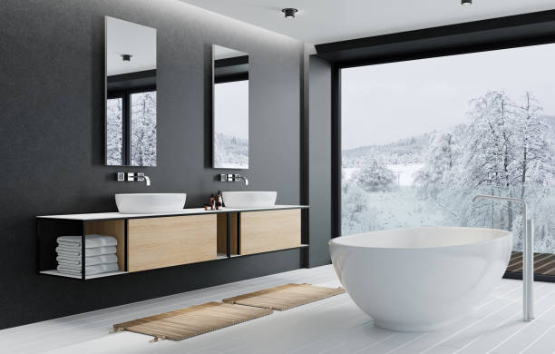 istock Modern minimalist Scandinavian bathroom 1454445068