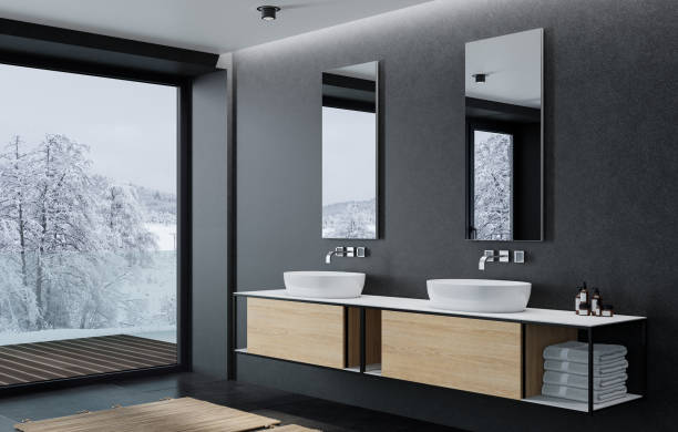 istock Modern minimalist Scandinavian bathroom 1454445135