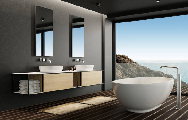 istock Modern minimalist Scandinavian bathroom 1454445161