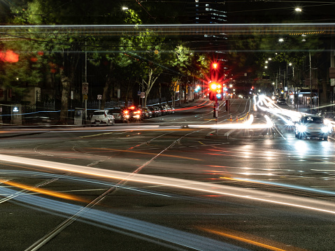 Traffic on the move at a Melbourne city intersection