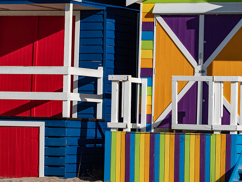 Multi colored beach boxes on the Mornington Peninsular