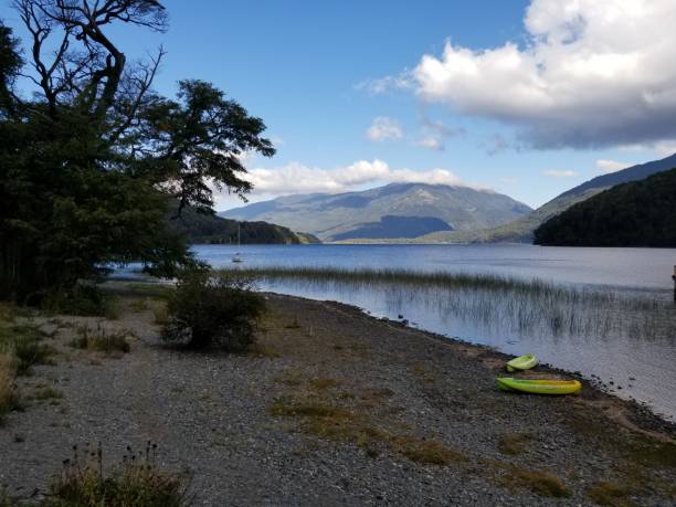 Beautiful landscape of mountains and lake in san Martín de los Andes Amazing landscape in patagonia Argentina lácar lake photos stock pictures, royalty-free photos & images