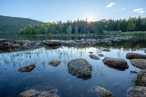 Jordan Pond sunrise in Acadia National Park Maine