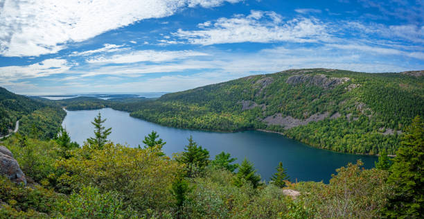 istock Panoramic view from atop North Bubble of Jordan Pond 1454481076