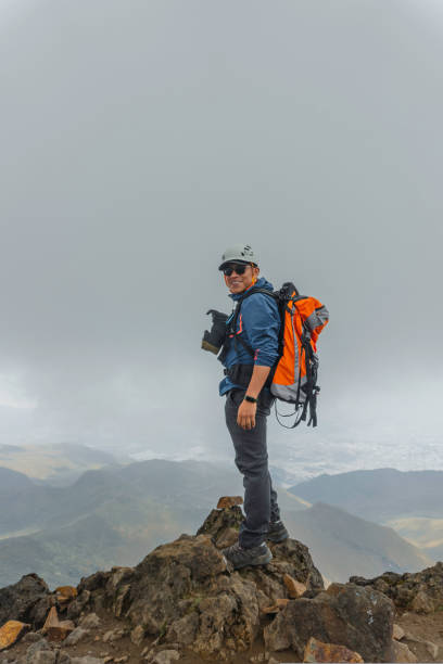 istock Rucu Pichincha volcano hike with backpack in the Andes mountains 1454482005
