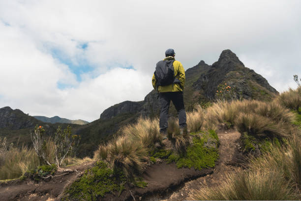 istock man hiker with backpack in front of a mountain 1454483132
