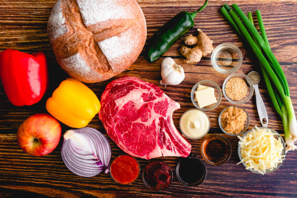 istock Korean Steak Sandwich with Jalapenos and Garlic Mayo Ingredients 1454486936