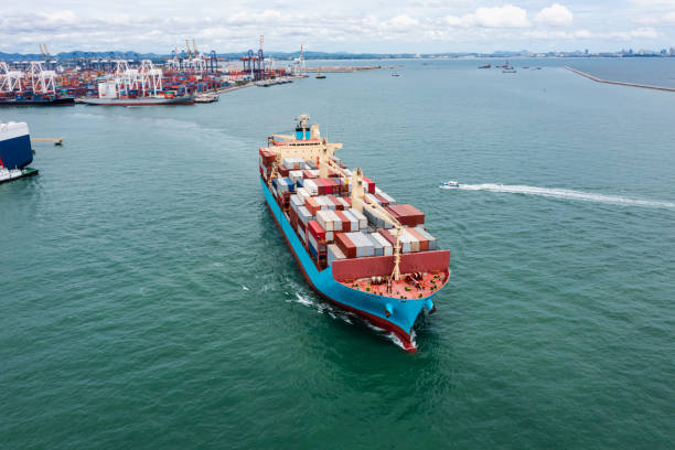 istock front view of container ship logistics goods transportation import export International by container cargo ship in the ocean, global business and industry service transportation of goods by sea 1454487186