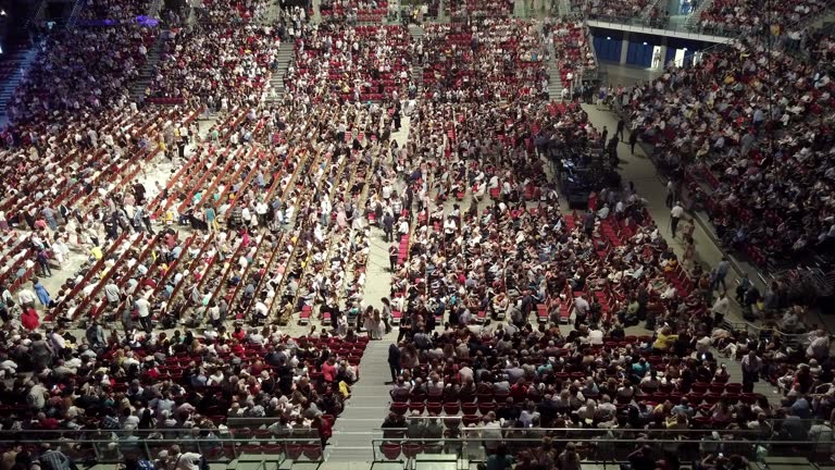 Sofia, Bulgaria - 23 May, 2019: People crowd taking seats concert hall