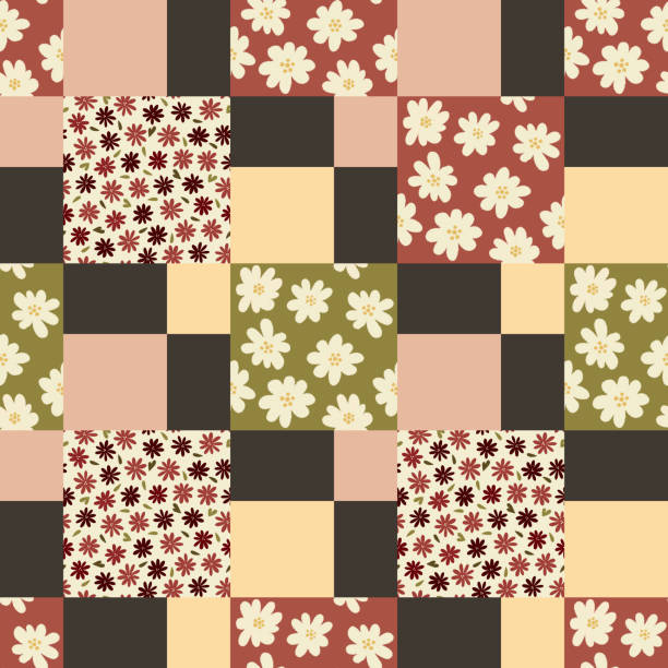 рисунком в лоскутной технике - quilt patchwork pattern indian culture stock illustrations
