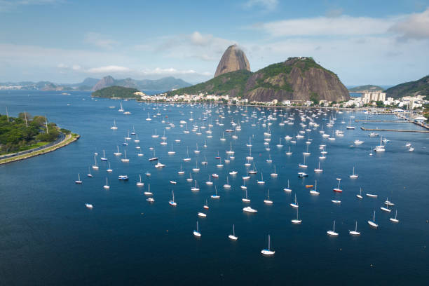 istock Many Small Boats in Botafogo Bay With Sugarloaf Mountain 1454497645