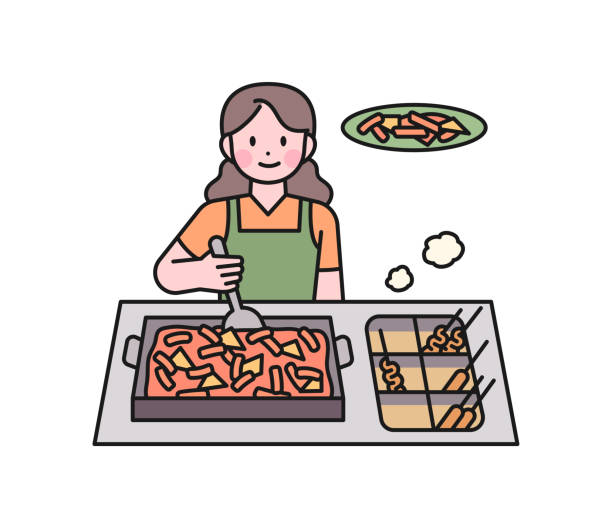 ilustraciones, imágenes clip art, dibujos animados e iconos de stock de comida coreana - fish cakes illustrations