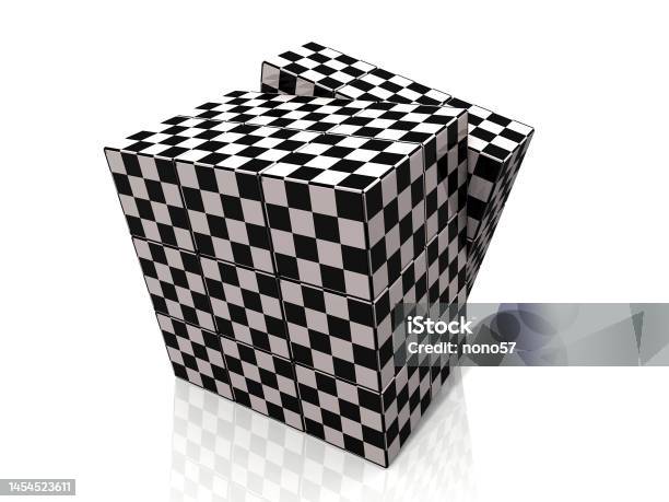 Cube With A Pattern Of Black And White Squares Stock Photo - Download Image Now - Abstract, Art, Backgrounds