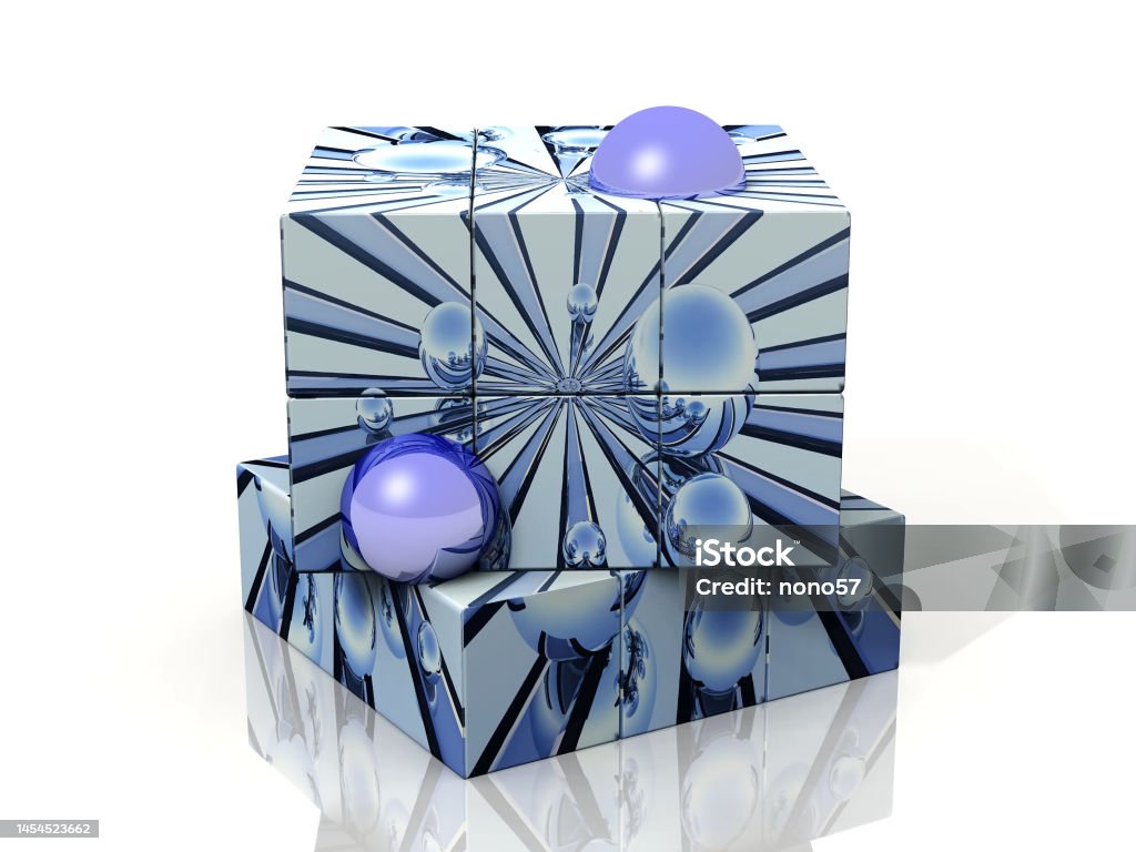 cube and balls Abstract Stock Photo