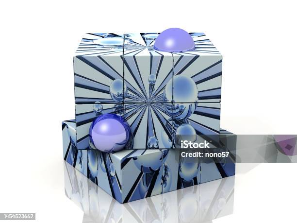 Cube And Balls Stock Photo - Download Image Now - Abstract, Block Shape, Blue
