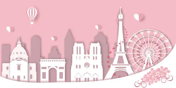 Vector illustration of Valentine's Day in Paris