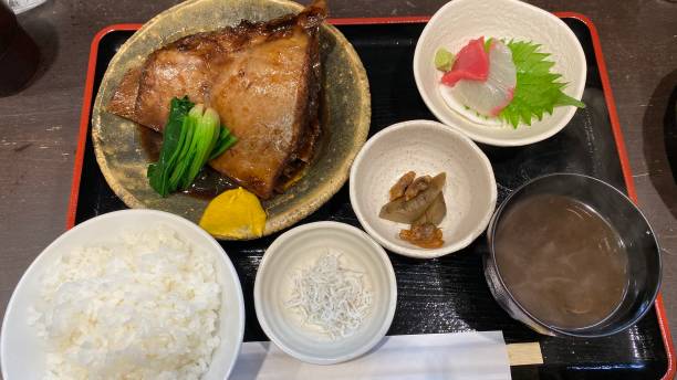 istock Grilled Tuna Jaws Japanese style set meal 1454529232