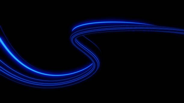 3d render motion line of speed and power or light trails. High-speed light with curve movement beam. 5G Technology fast and futuristic background. Abstract motion blur.