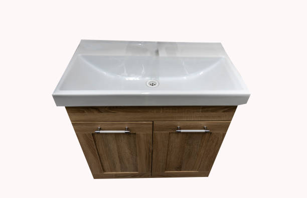istock Ceramic shell for bathroom and wardrobe under the sink, furniture 1454532927