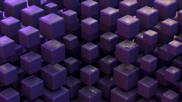 istock Black Color Flying Cubes Abstract Background Neon Lighting 1454533107