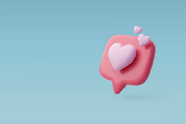 istock 3d Vector Social Media Notification with Pink Heart, Valentine's Day Concept. 1454535093
