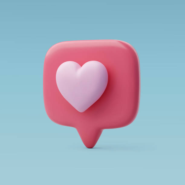 istock 3d Vector Social Media Notification with Pink Heart, Valentine's Day Concept. 1454535106