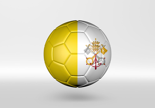 3D soccer ball with the flag of Vatican City on grey background