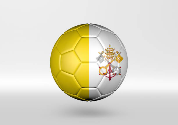3d soccer ball with the flag of vatican city on grey background - real madrid psg 個照片及圖片檔