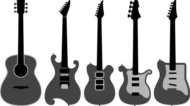 Vector illustration of Guitar Silhouettes