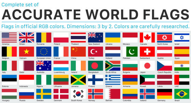 ilustrações de stock, clip art, desenhos animados e ícones de accurate world flags in official rgb colors - bandeira nacional