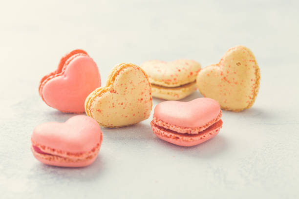 istock Sweet macaroons macarons in heart shape 1454544488