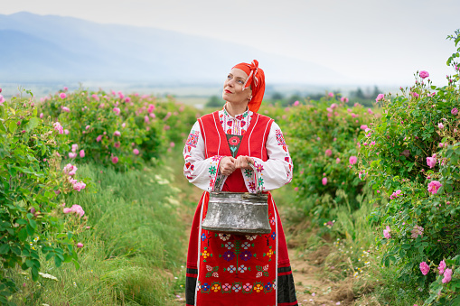 Girls, people in clothes in Russian folk style. Open V All-Russian competition festival of national traditional culture \