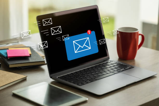 istock Mail Communication Connection message to mailing contacts phone Global Letters Concept 1454547893