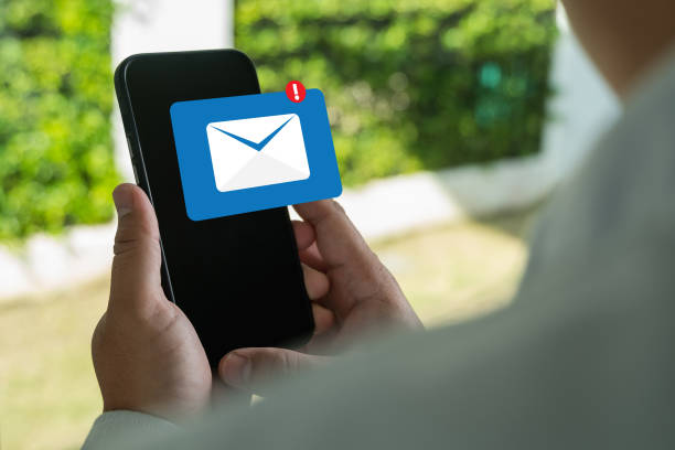 istock Mail Communication Connection message to mailing contacts phone Global Letters Concept 1454547930