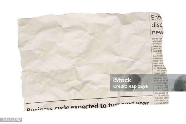 Cutting From A Newspaper Isolated On White With Plenty Of Space For Your Copy Stock Photo - Download Image Now